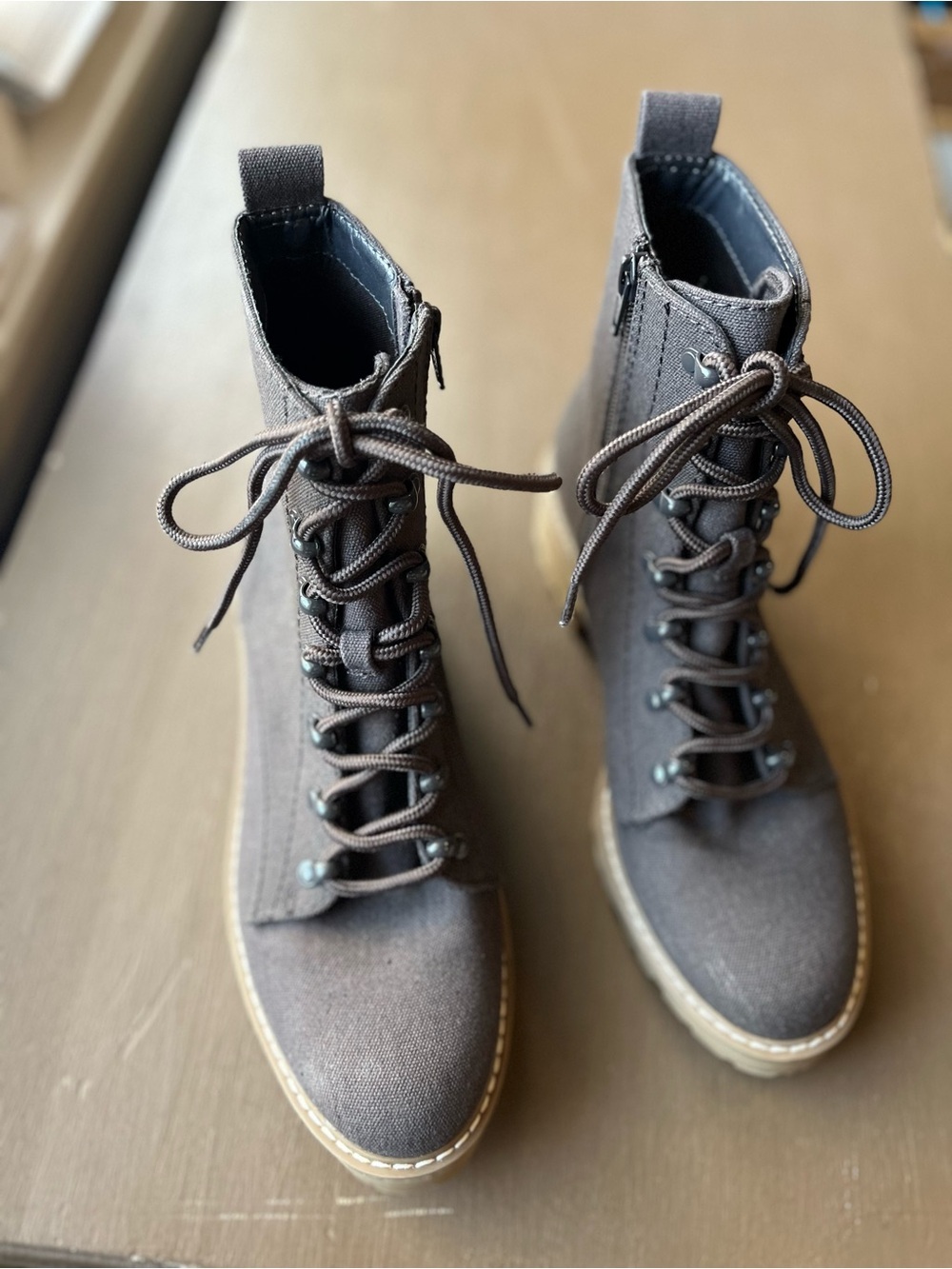 Lace-Up Canvas Combat Boots